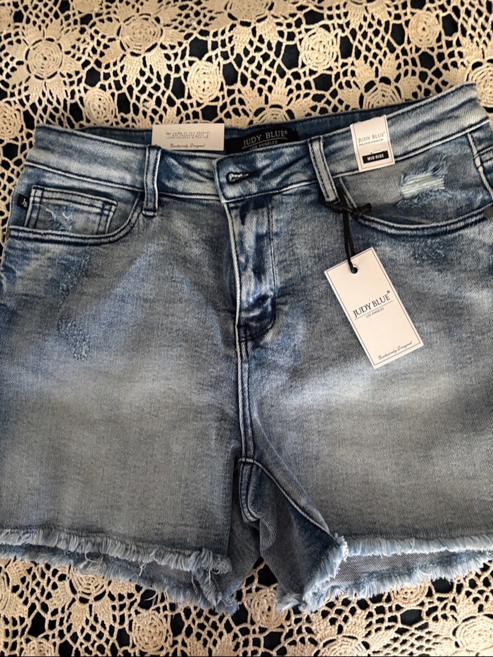 Judy Blue Faded Light Blue Distressed Denim Cutoff Shorts